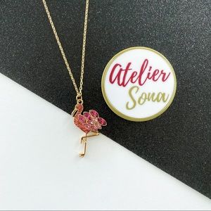 Crystal Encrusted Flamingo Necklace
